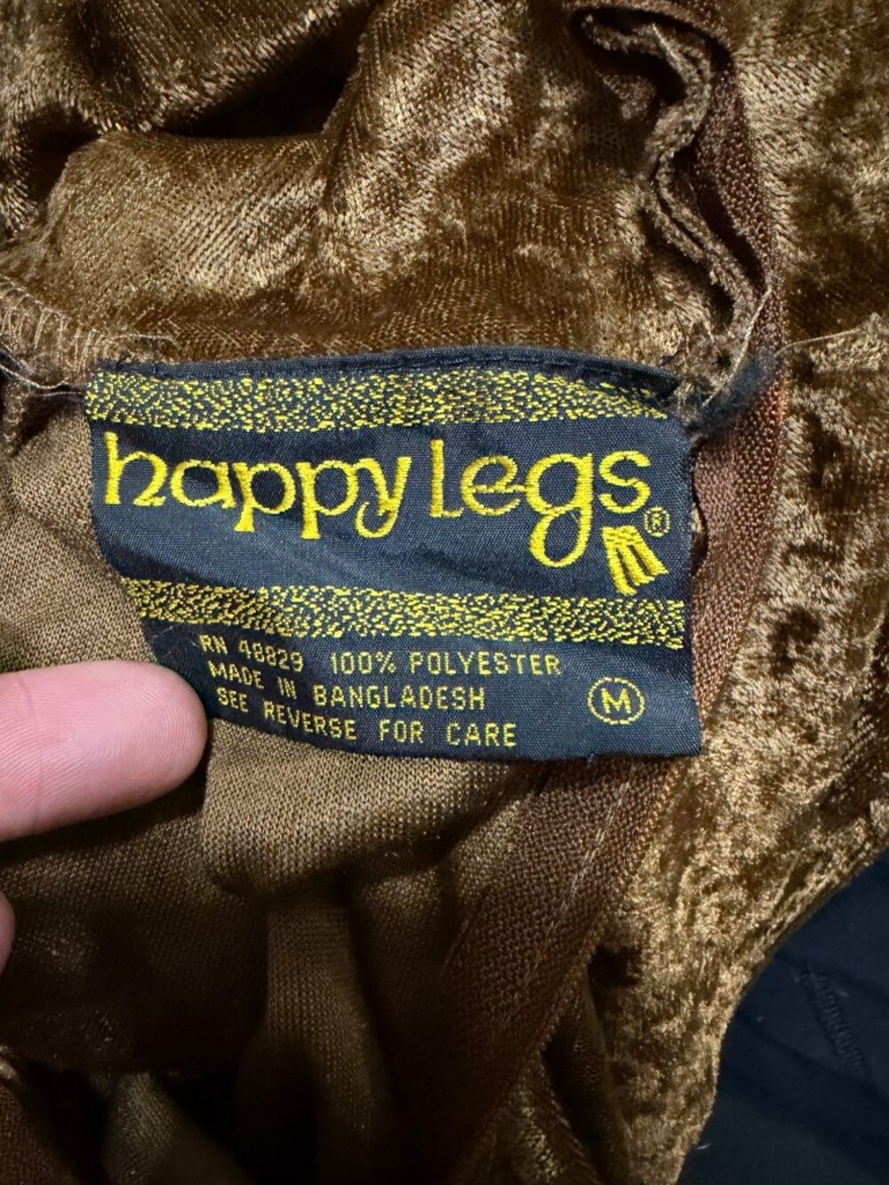 Vintage Happy Legs Velvet Gold Cold-Shoulder Jumpsuit With Mock Neck & Back Zipp - Picture 5 of 5